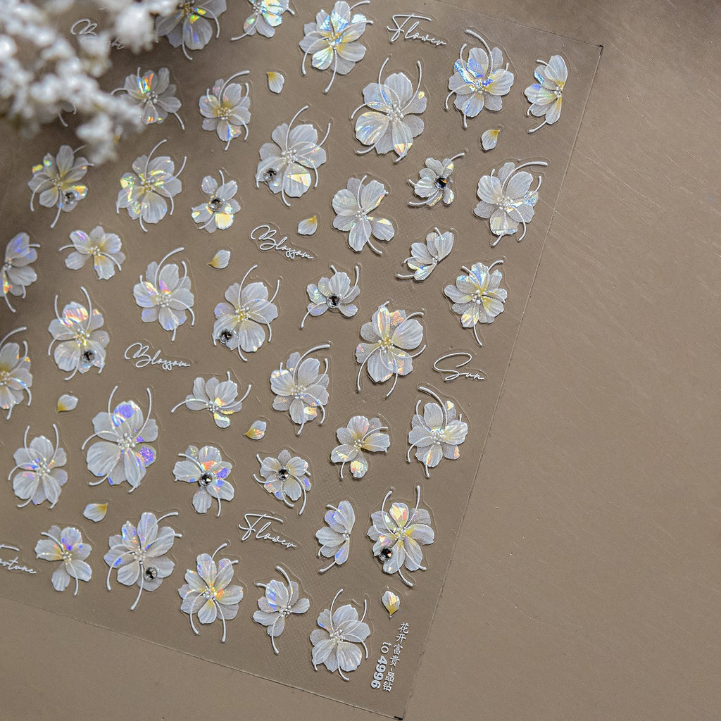 LuLuFun Studio Crystal Flower Diamond Nail Art Stickers - 1 Sheet