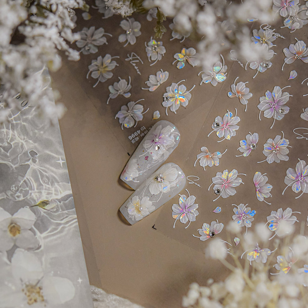 LuLuFun Studio Crystal Flower Diamond Nail Art Stickers - 1 Sheet