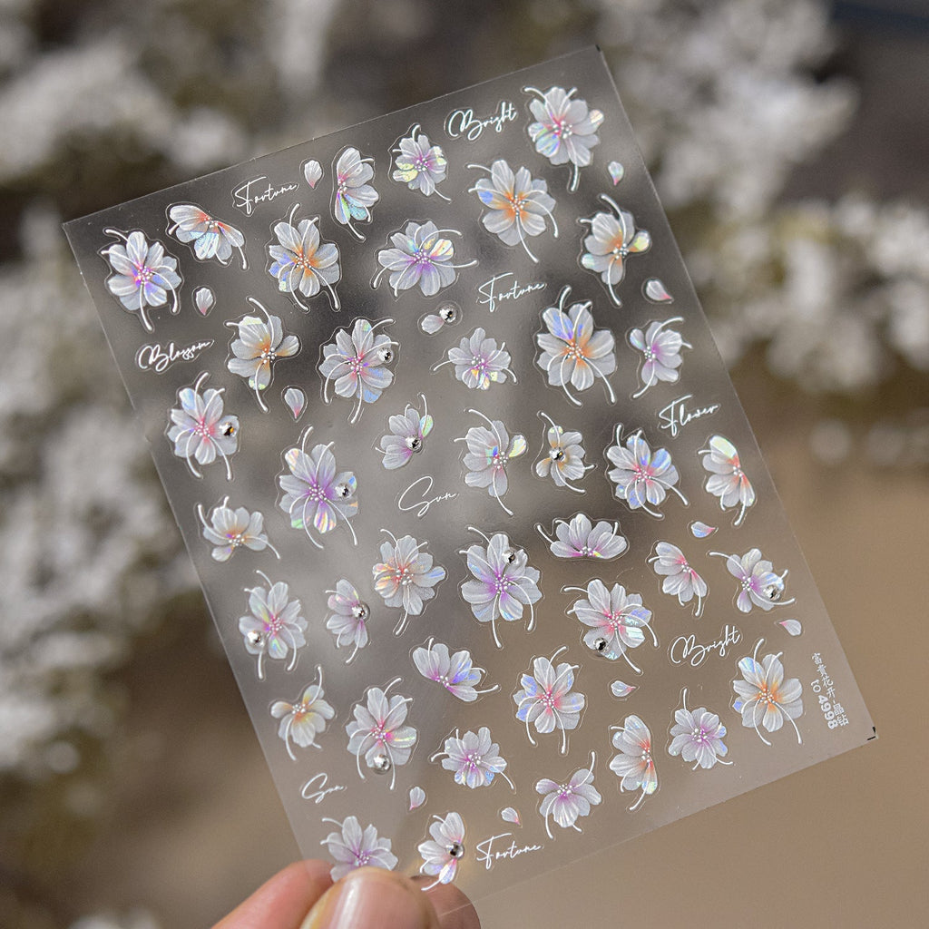 LuLuFun Studio Crystal Flower Diamond Nail Art Stickers - 1 Sheet