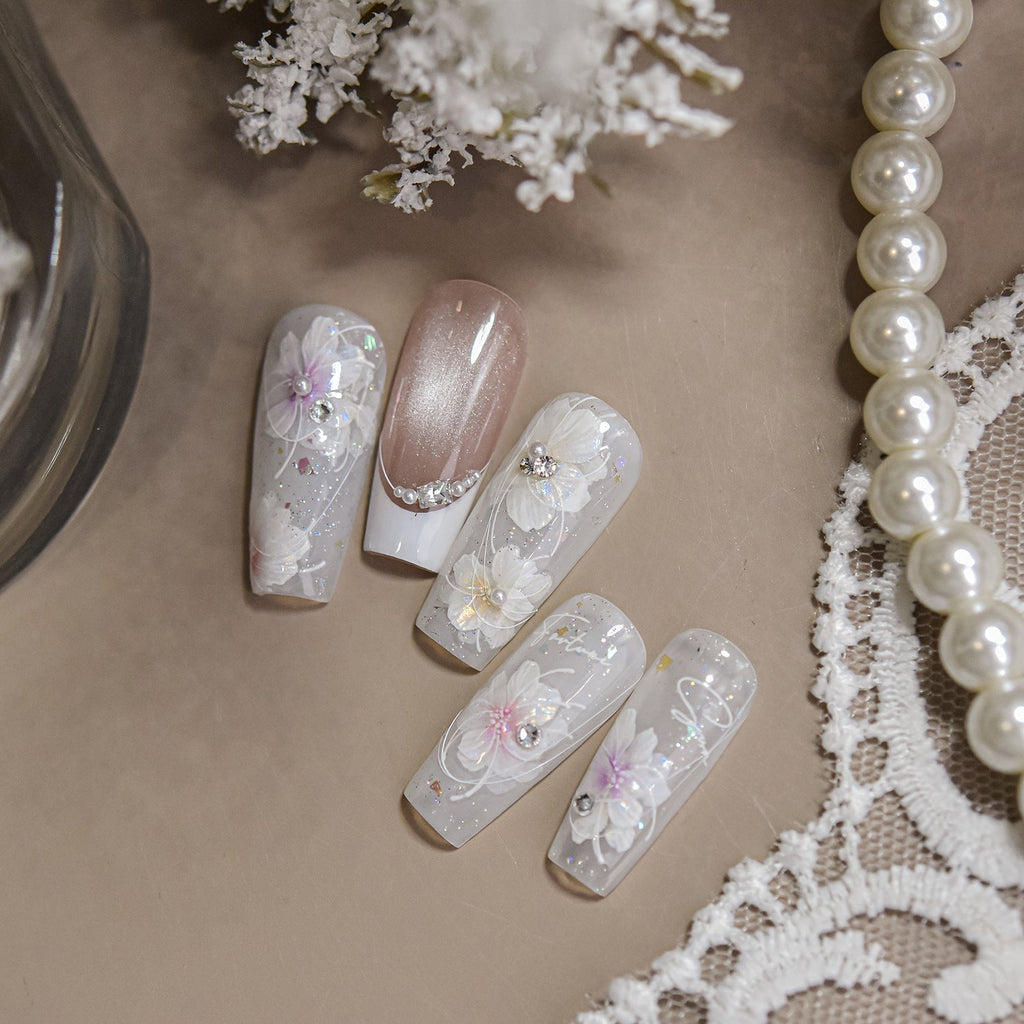 LuLuFun Studio Crystal Flower Diamond Nail Art Stickers - 1 Sheet