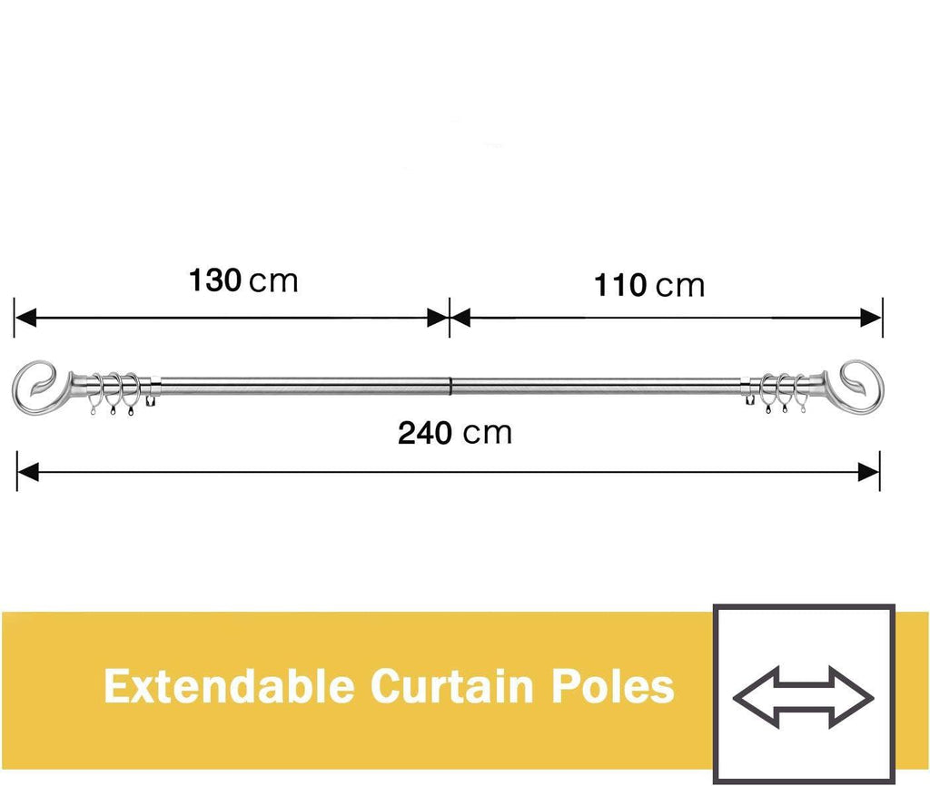 Massive Discounts Chrome Adjustable Curtain Pole | 130-240cm Extendable