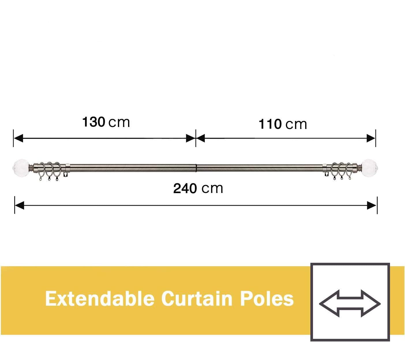 Massive Discounts Extendable Black Nickel Curtain Pole | 130-240cm
