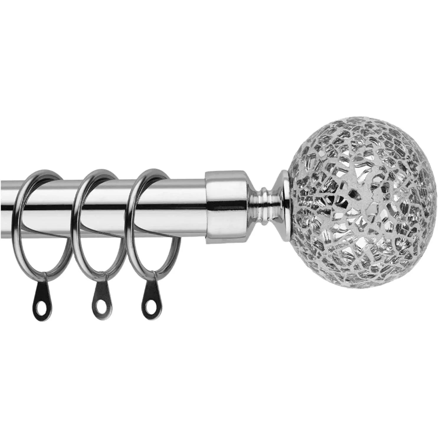 BOOM JOG Extendable Chrome Curtain Pole Set with Mosaic Ball Finials
