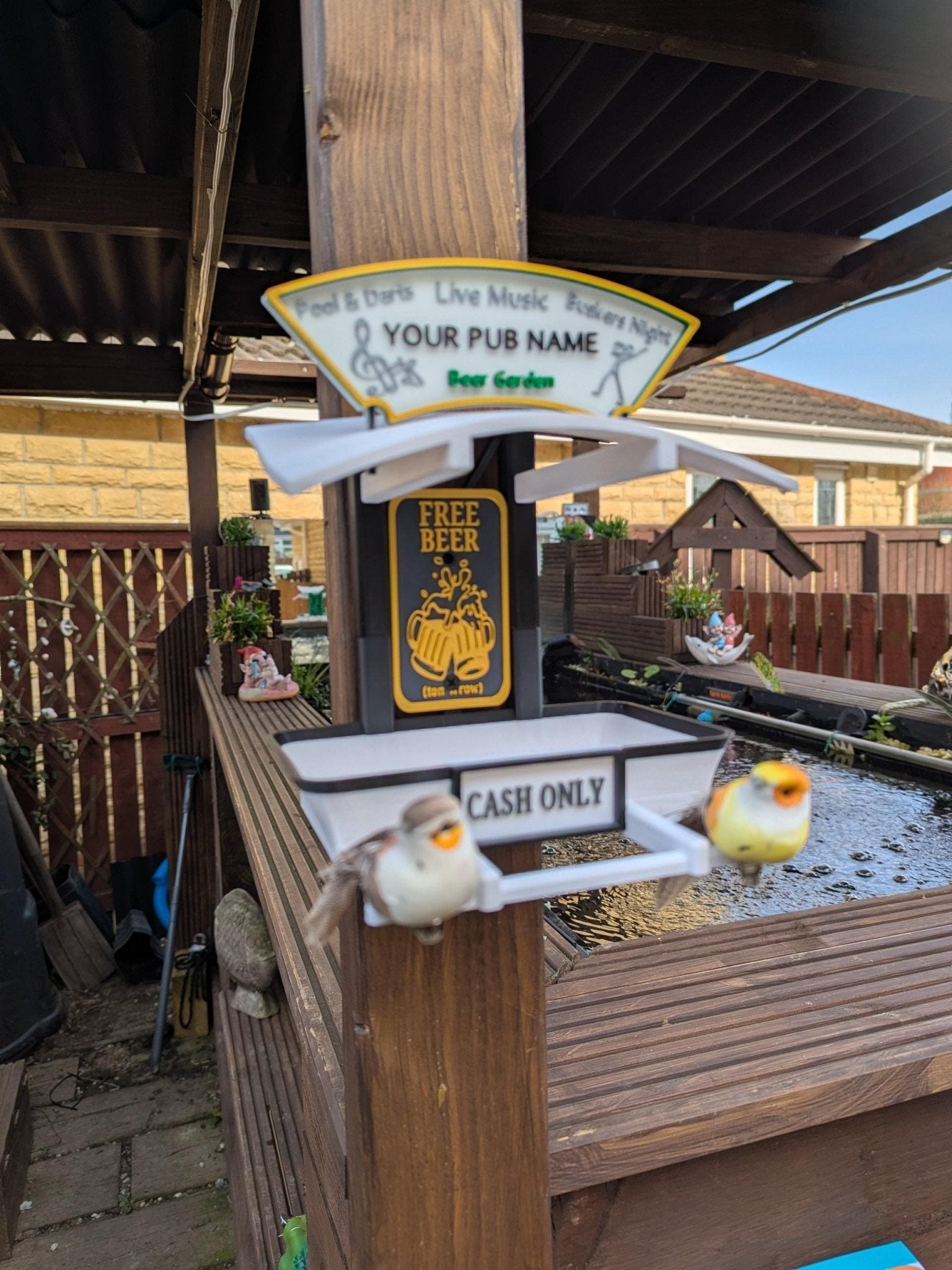 Chaddyverse Personalised 3D Printed Pub Bird Feeder – Fly INN Garden Gift