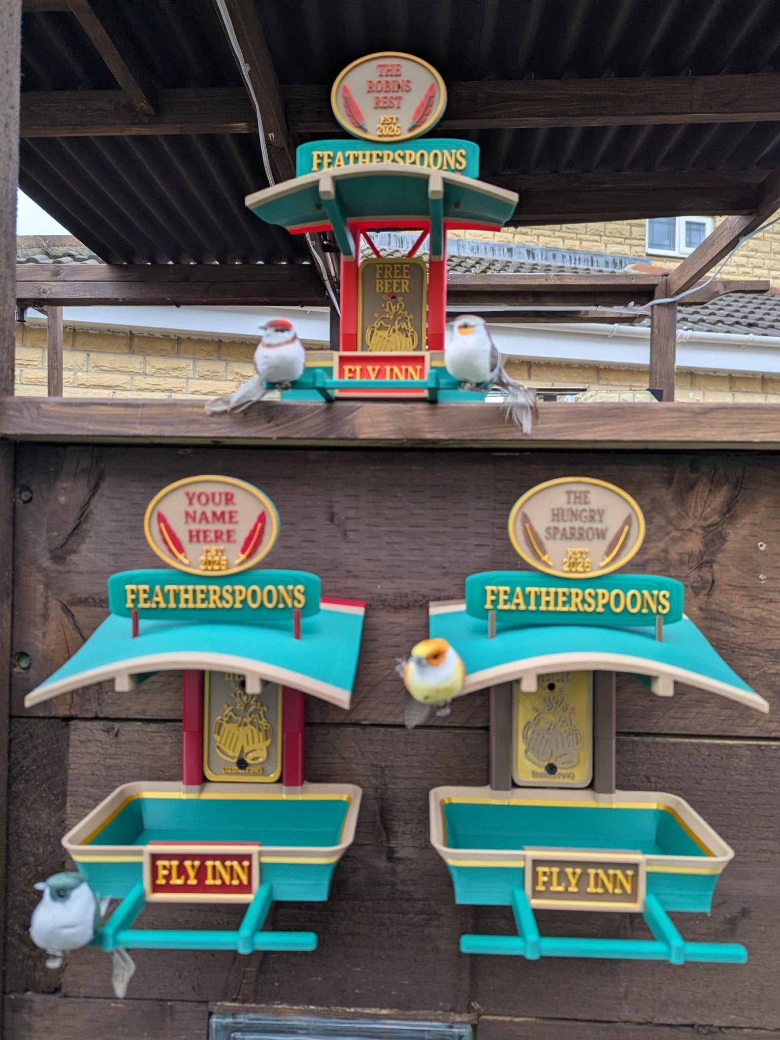 Chaddyverse Personalised 3D Printed Pub Bird Feeder – Fly INN Garden Gift
