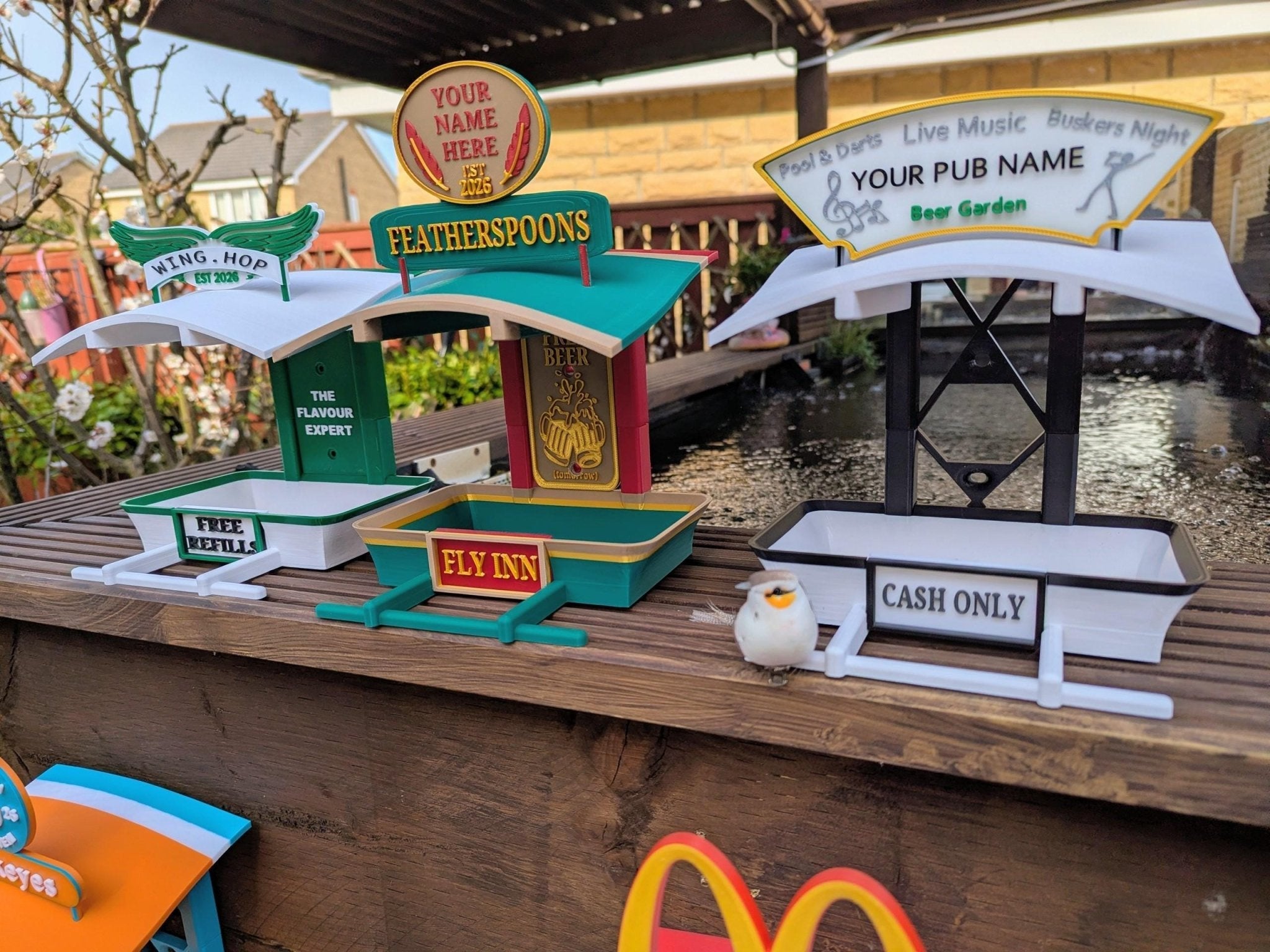 Chaddyverse Personalised 3D Printed Pub Bird Feeder – Fly INN Garden Gift