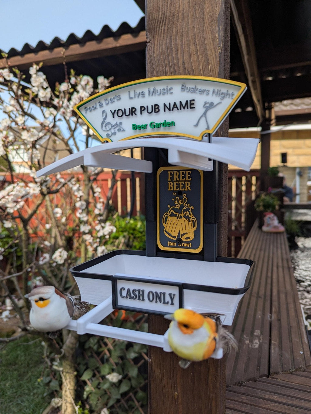 Chaddyverse Personalised 3D Printed Pub Bird Feeder – Fly INN Garden Gift