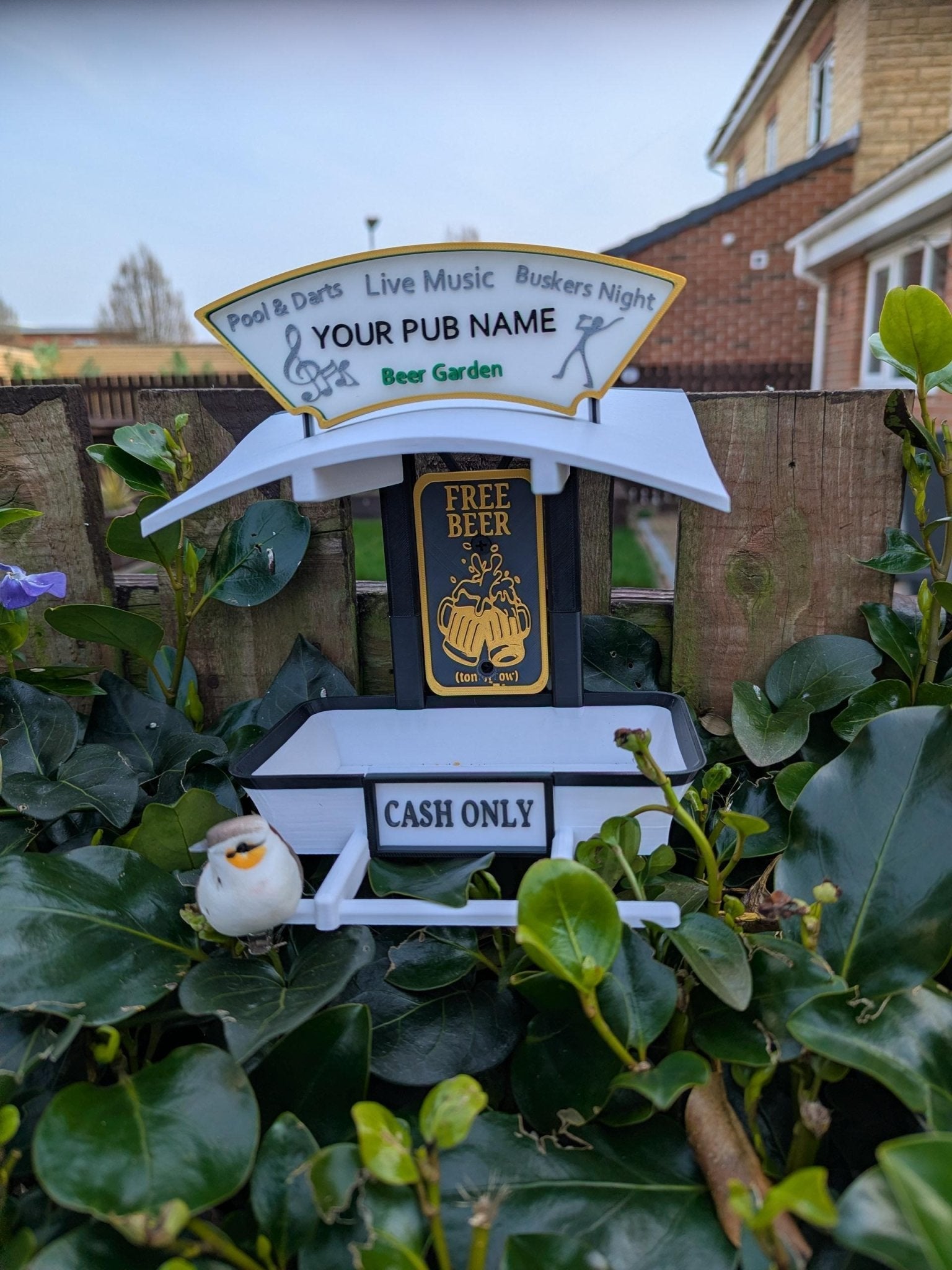 Chaddyverse Personalised 3D Printed Pub Bird Feeder – Fly INN Garden Gift