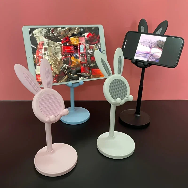 Cute Rabbit Mobile Phone Stand – Adjustable Desktop Holder for Smartphones & Tablets