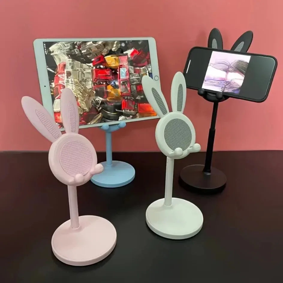 Cute Rabbit Mobile Phone Stand – Adjustable Desktop Holder for Smartphones & Tablets