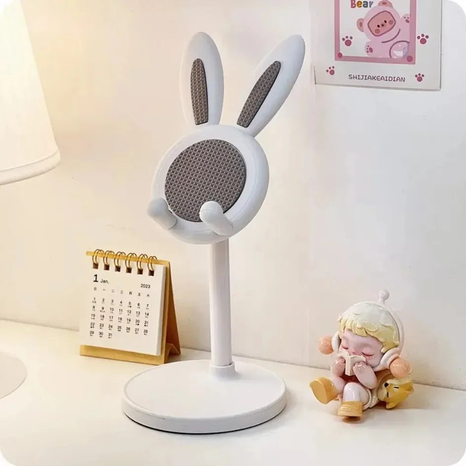 Cute Rabbit Mobile Phone Stand – Adjustable Desktop Holder for Smartphones & Tablets