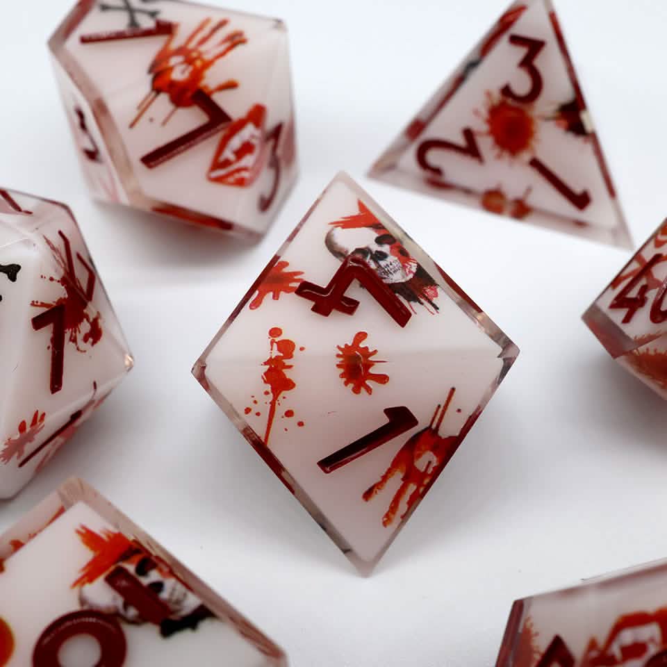 Touch of Death | Sharp Edge Dice | Resin | 7 Piece Set