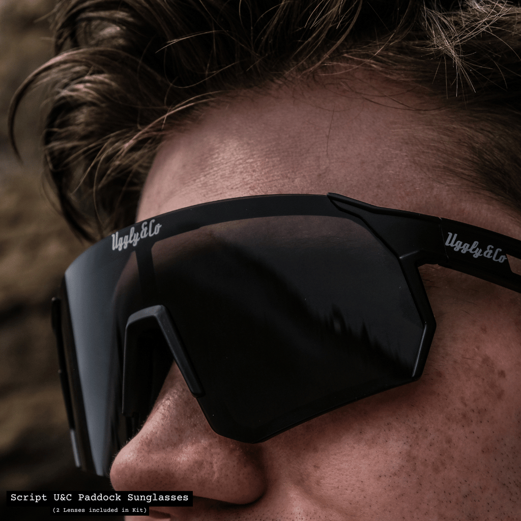 Uggly and Co Script Paddock Polarized Cycling Sunglasses - Matte Black