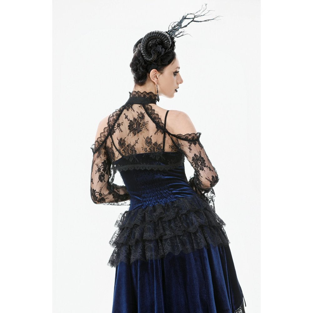 Dark in Love Thalassa Floral Lace Draped Arm Sleeves | Black Cotton