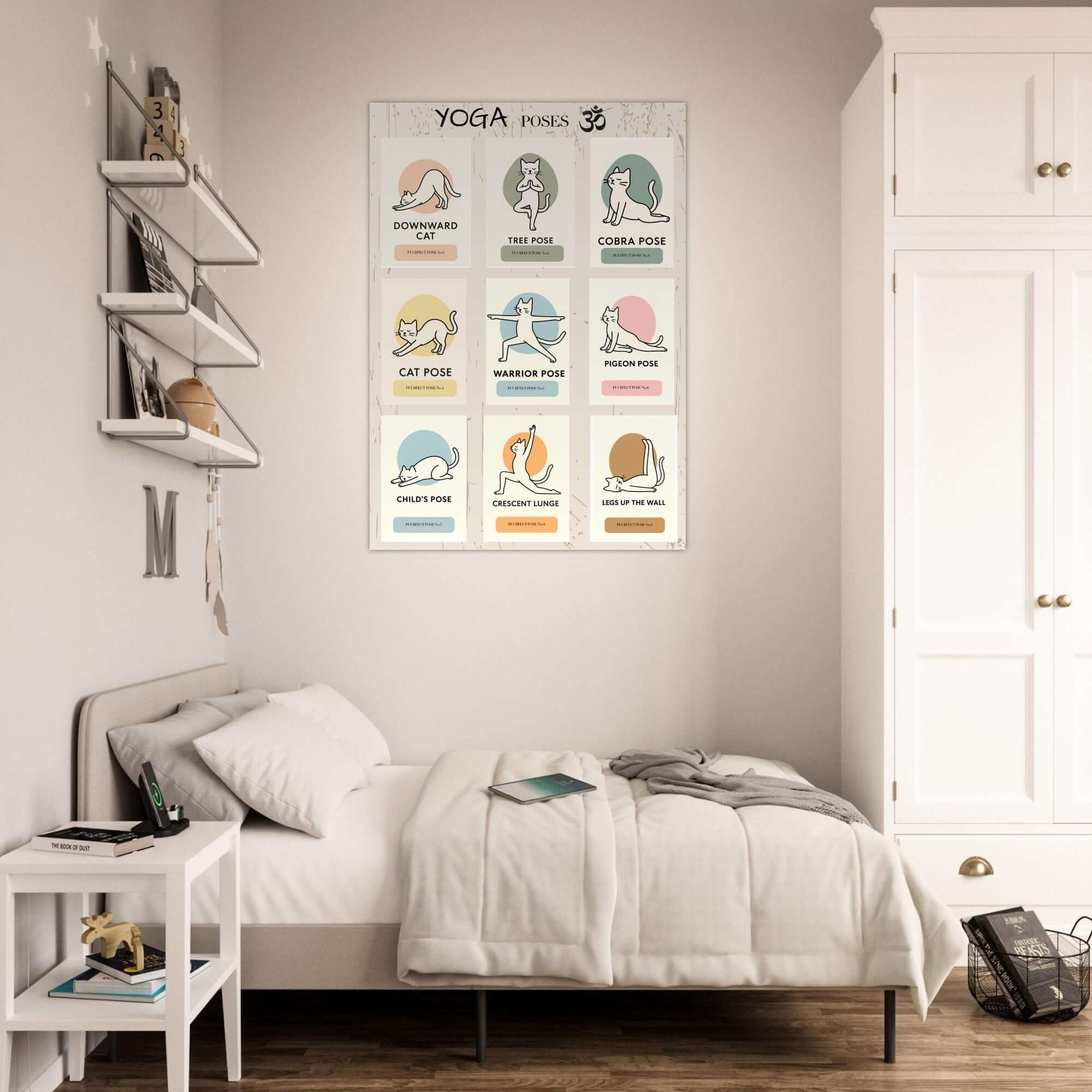 Funny Cat Yoga Wall Art – Cute Feline Yoga Poses Poster, Playful Wellness Decor