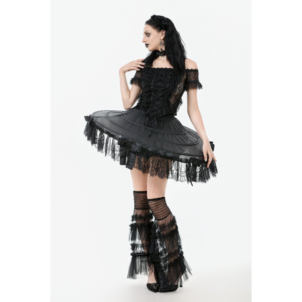 Dark in Love Valeria Gothic Hoop Mini Petticoat - Black Lace Trim