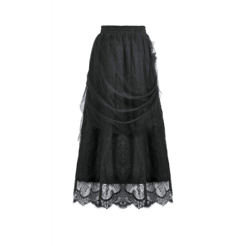 Dark In Love Seraphina Gothic Tulle Maxi Skirt – Black Lace Victorian