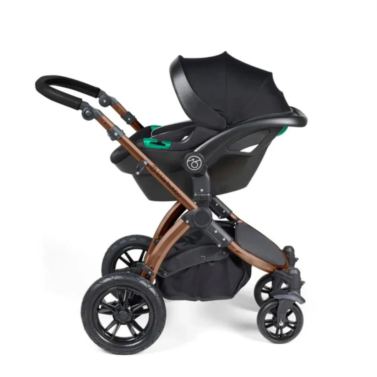 Ickle Bubba Stomp Luxe Travel System with i-Size Stratus Car Seat & ISOFIX Base 12 pcs - Bronze & Midnight & Black