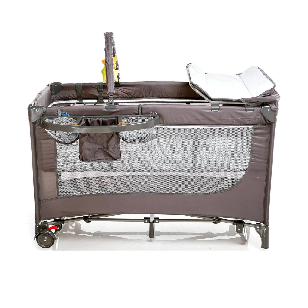 baby plus Play-Sleep Travel Cot - Grey