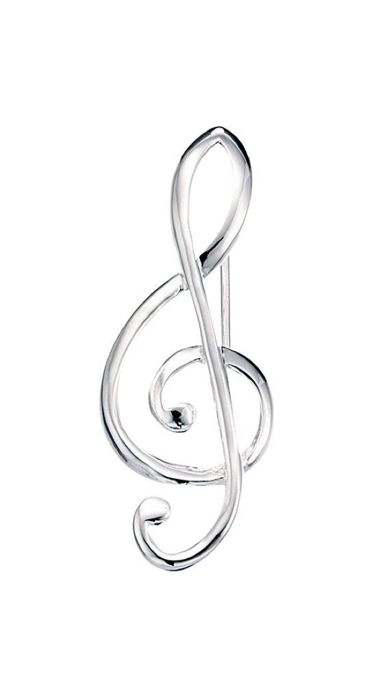 Treble Clef Brooch by Gecko Jewellery Retail – Musical Silver Pin