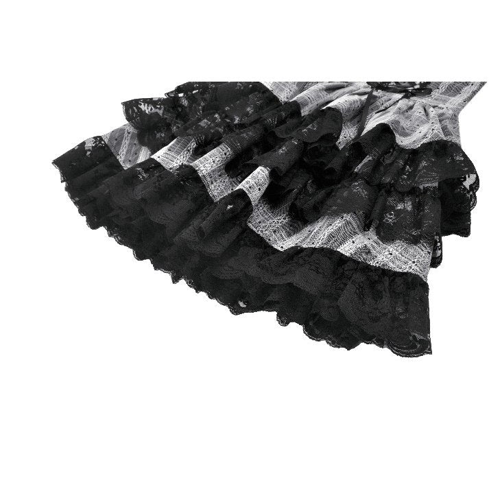 Dark in Love Hexa Layered Tartan Mini Skirt – Gothic Black Lace Punk