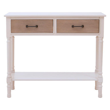 Orsina Heritage White Wood Console Table with 2 Carved Drawers