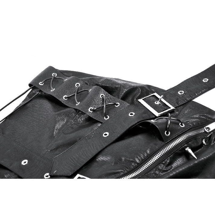 Dark in Love Vespera Spiked Faux Leather One-Shoulder Corset Top