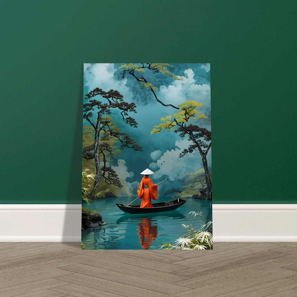 Serene Kimono Art Print – Traditional Japanese Poster | Turquoise Water Design