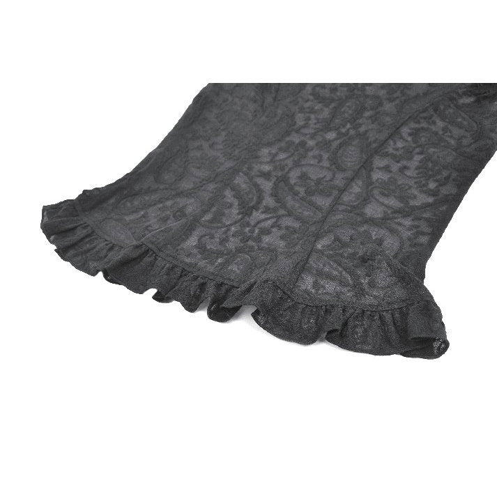 Kate's Clothing Black Floral Lace High-Neck Gothic Corset Top