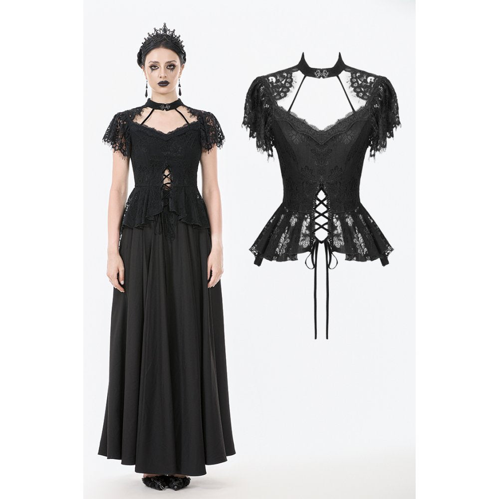 Dark in Love Ophelia Black Lace Corset Top – Victorian Goth Style