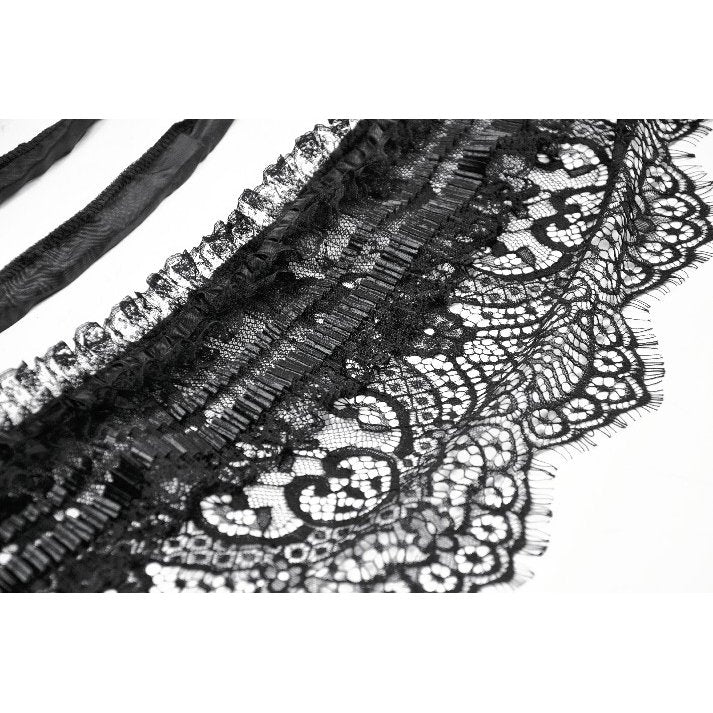 Dark in Love Gothic Hoop Cage Skirt with Lace Trim - Black
