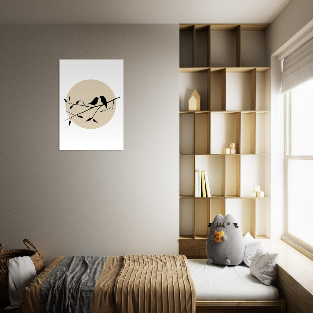 Bird Silhouette Poster – Minimalist Wall Art with Setting Sun | Nature Decor Gift