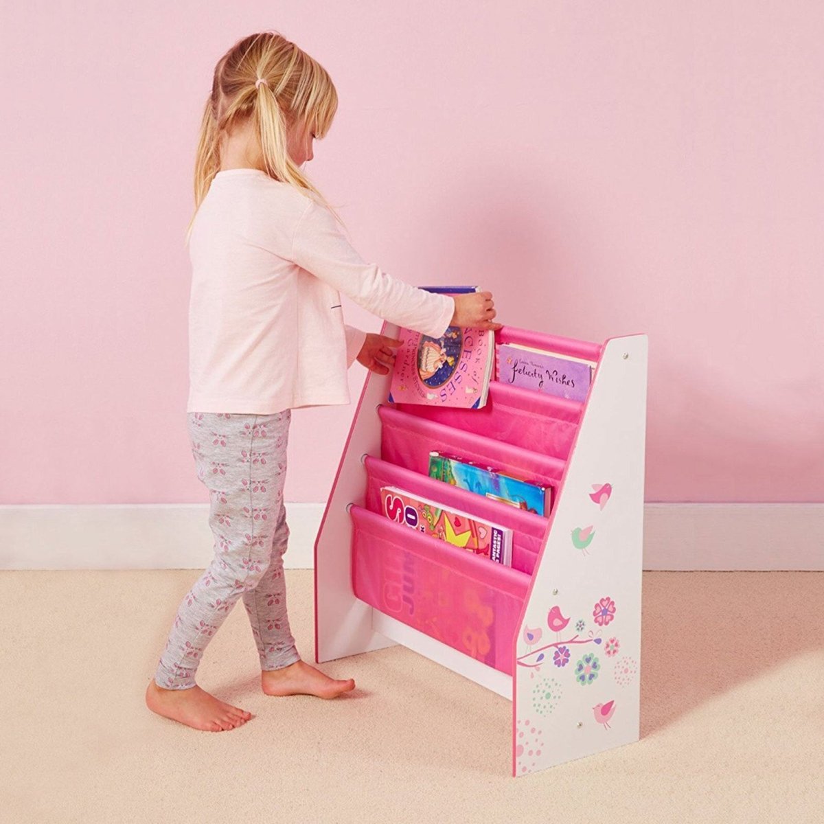Hello Home Kids Sling Bookcase - Flowers and Birds