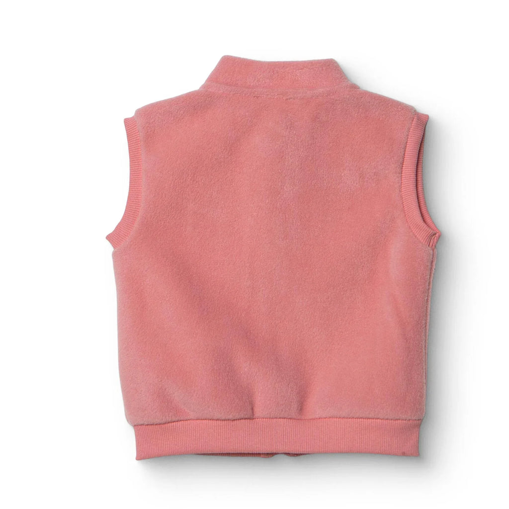 Baby Girl Fleece Waistcoat High Neck - Light Rose