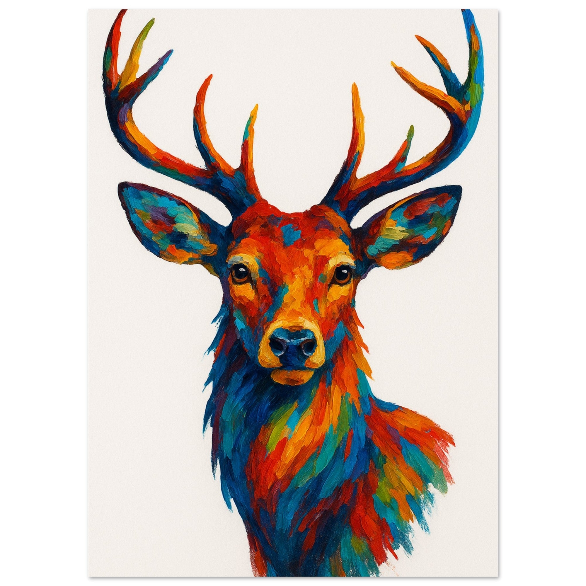 Majestic Stag Portrait Poster - Modern Deer Wall Art - Wildlife Decor