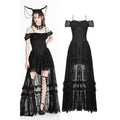 Dark in Love Kelilah Gothic Lace Hi-Low Dress with Off-Shoulder Sleeves