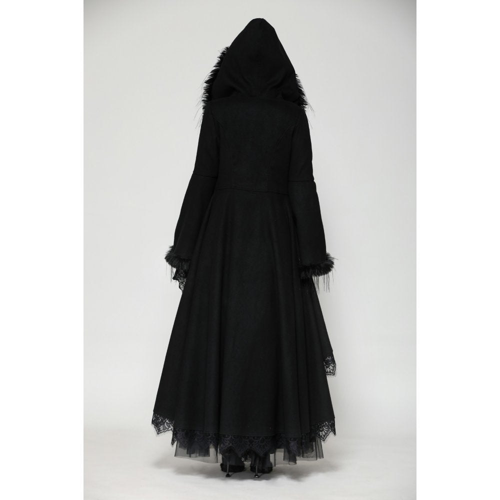 Dark in Love Eira Hooded Coat – Faux Fur and Lace Trim Winter Jacket