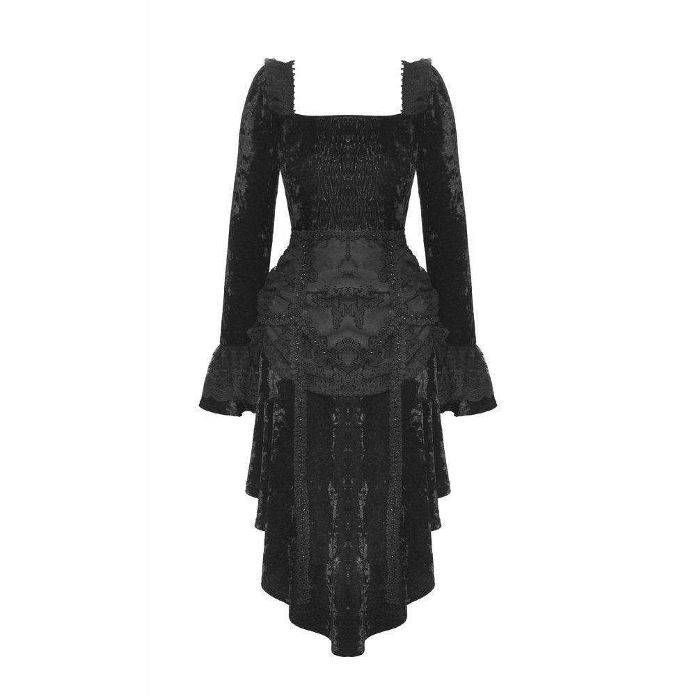 Dark in Love Seraphina Black Velvet Lace High-Low Gothic Dress