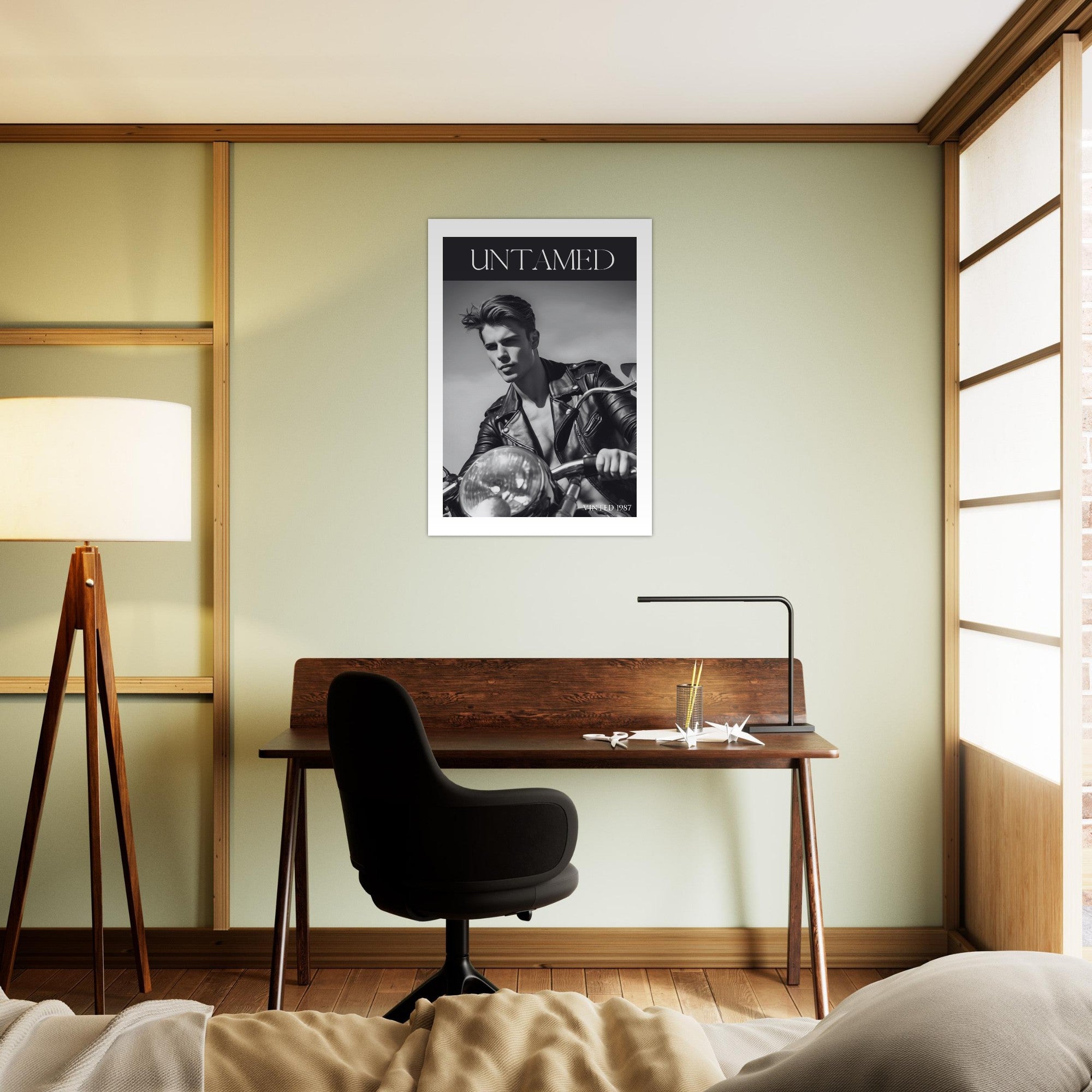 Untamed Retro Motorcycle Poster - Black & White Wall Art for Cool Spaces