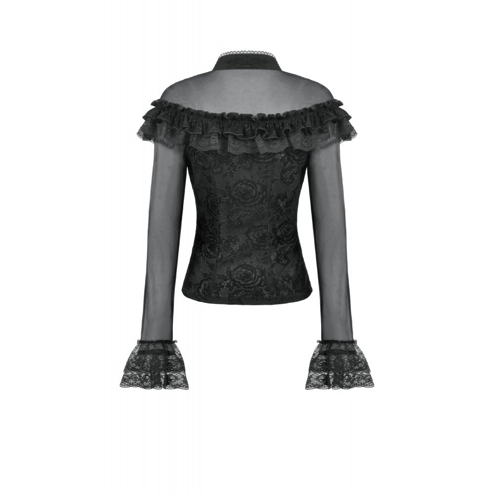 Dark in Love Seraphina Gothic Blouse – Victorian Ruffle Sheer Top