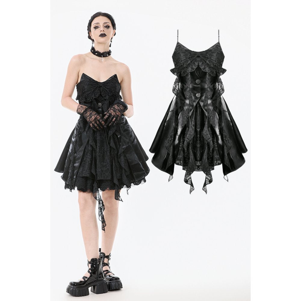 Dark in Love Sabine Gothic Layered Mini Dress | Lace Sweetheart Style