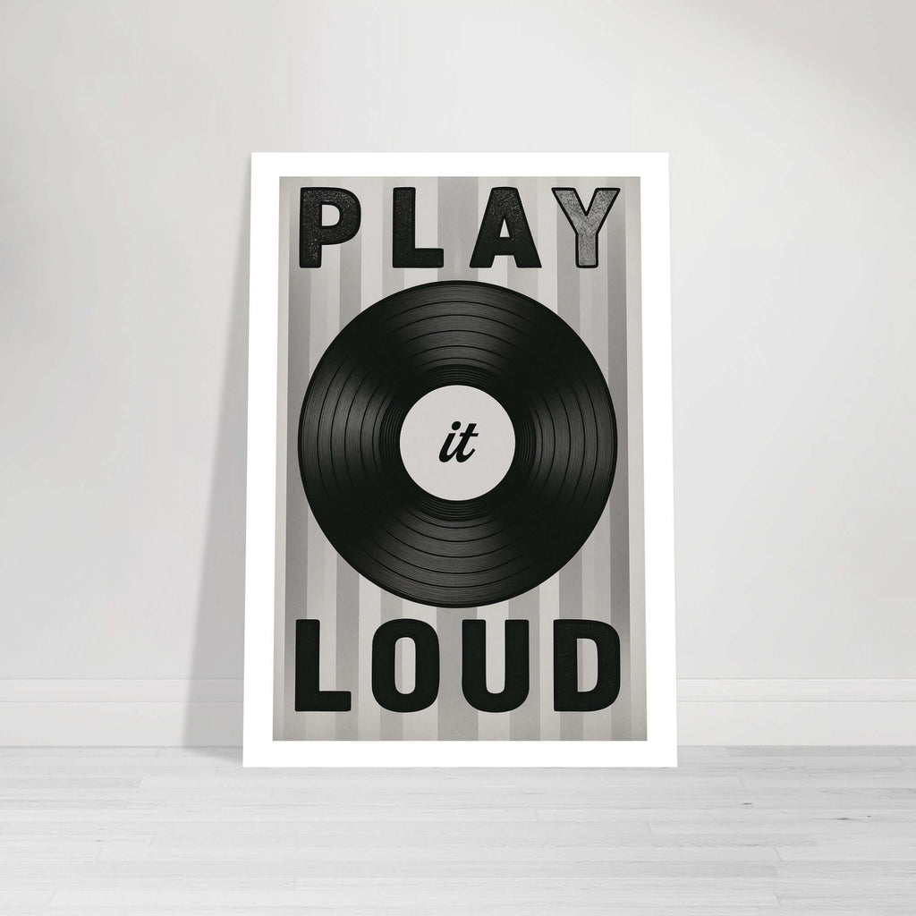 Play It Loud Vinyl Record Wall Art – Retro Music Poster for Studio & Home Decor
