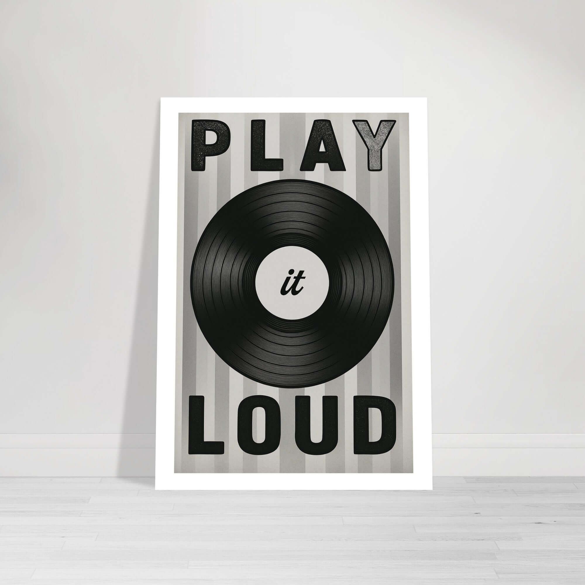 Play It Loud Vinyl Record Wall Art – Retro Music Poster for Studio & Home Decor