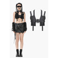 Dark in Love Evangeline Buckled Utility Crop Top - Black Goth Darkwear