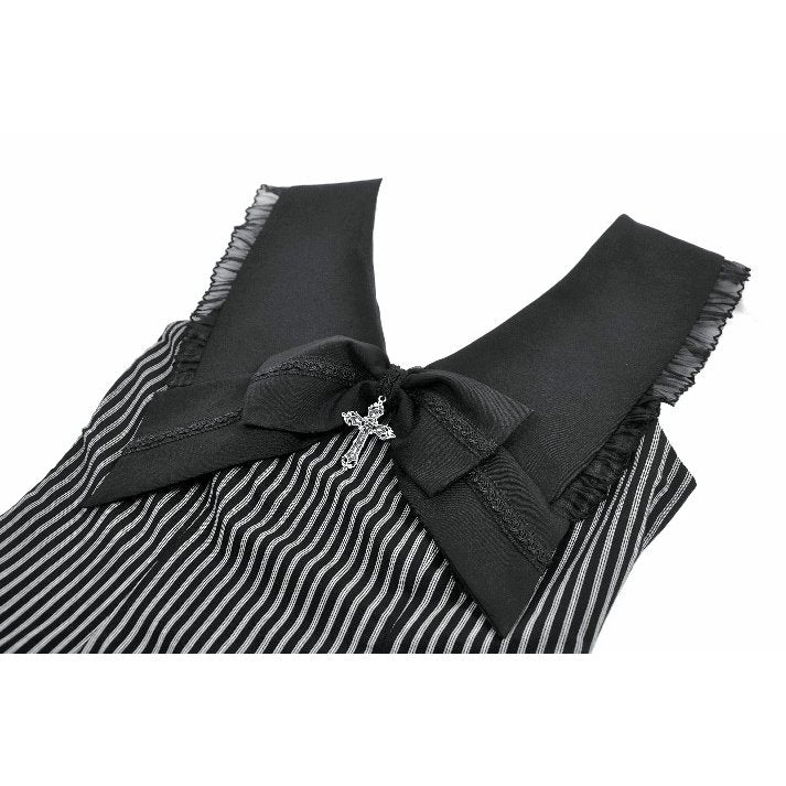 Dark in Love Vintage Striped Ruffle Tier Mini Dress | Gothic Cotton Gown