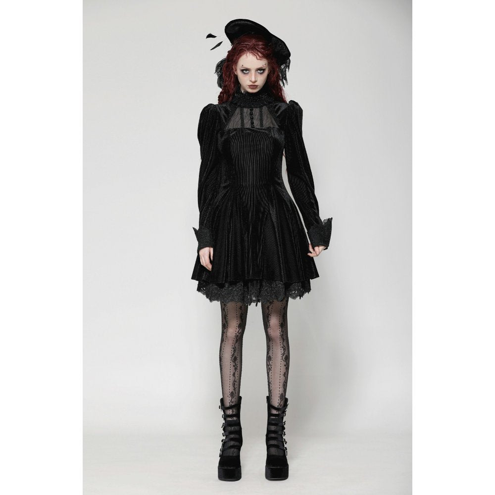 Dark in Love Inez Gown – Elegant Gothic Velvet and Lace Long Dress