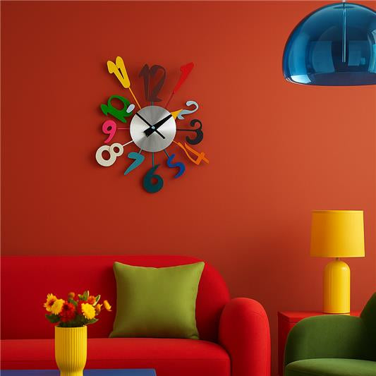 Orsina Franci Multi Colour Funky Numbers Wall Clock – Modern Decor