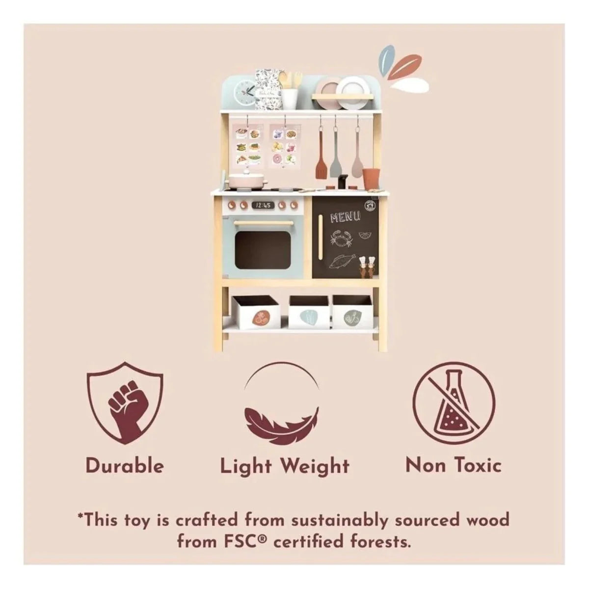 Speedy Monkey Wooden Kitchen with Accessories 20 pcs