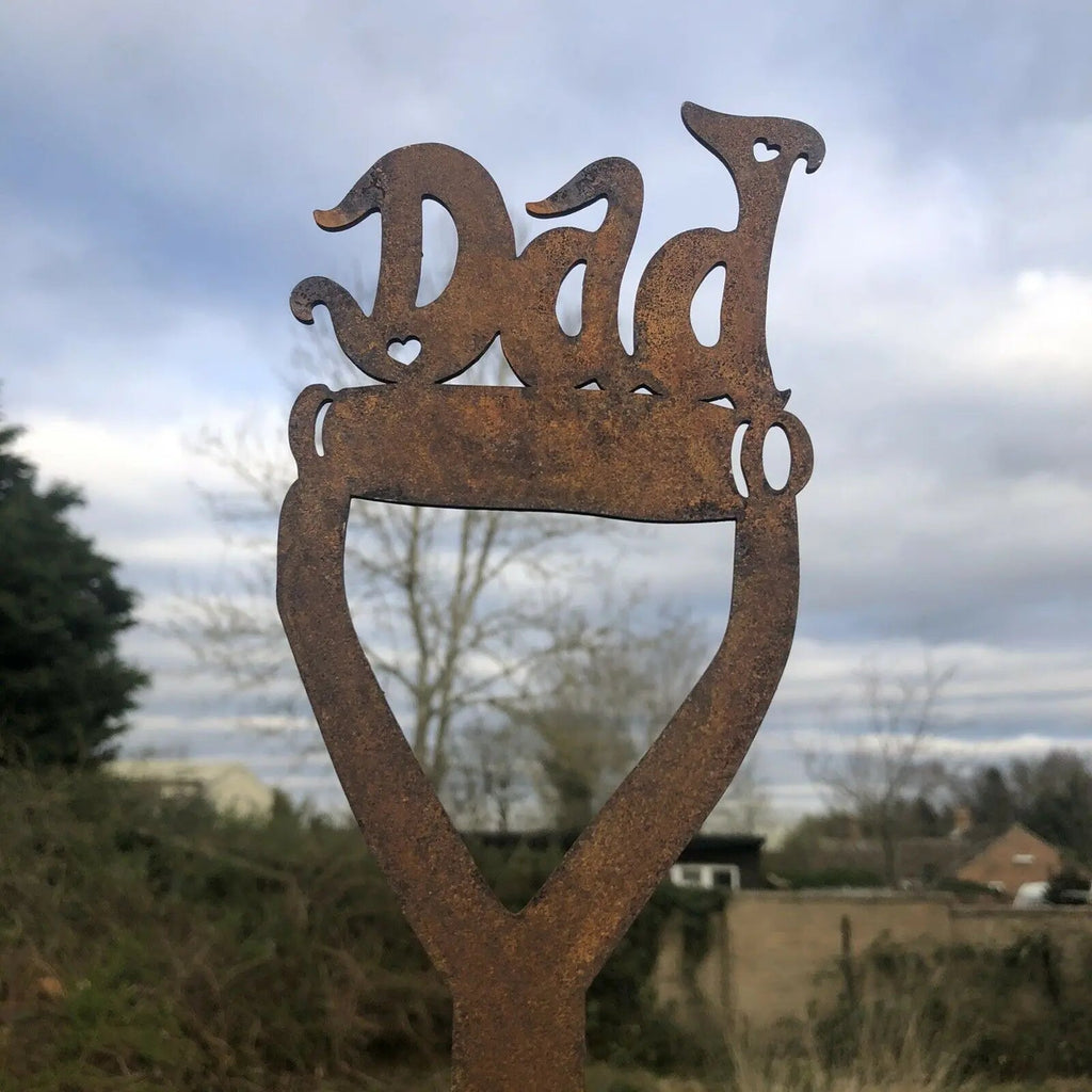 Dad Spade Garden Decoration | Rusty Metal Steel Art by RW Norfolk