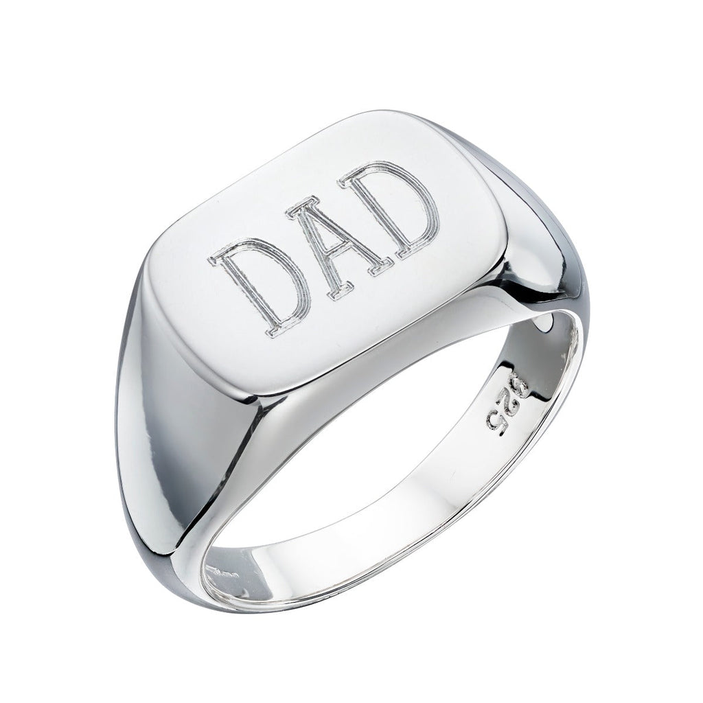 Gecko Jewellery Plain Signet Ring – Engravable 925 Sterling Silver